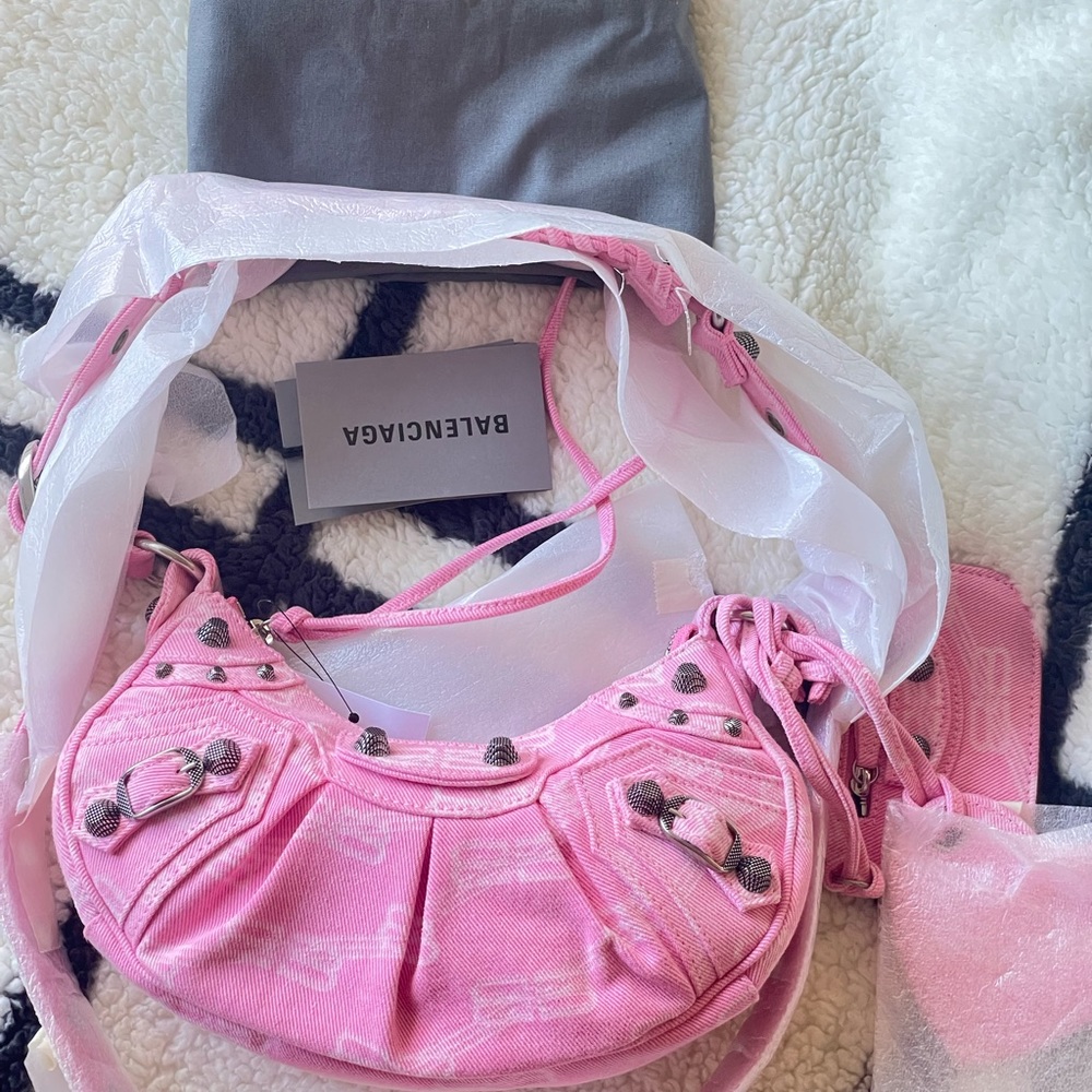 Balenciaga Le Cagole Giant Studs Shoulder Bag BB Denim xs